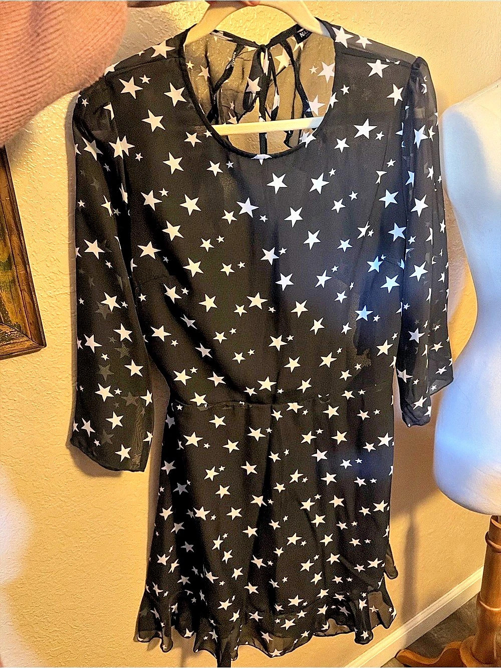 Nasty Gal Star Print Ruffle Mini Dress Size XL Like New